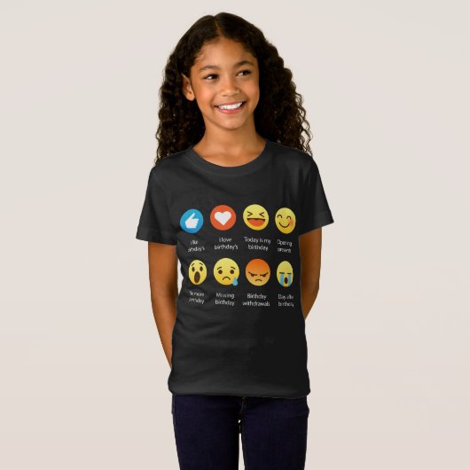 私は私の誕生日のEmojiの顔文字のおもしろいなティーを愛します Tシャツ (正面フル)