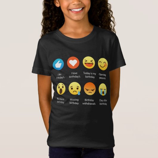 私は私の誕生日のEmojiの顔文字のおもしろいなティーを愛します Tシャツ (正面)
