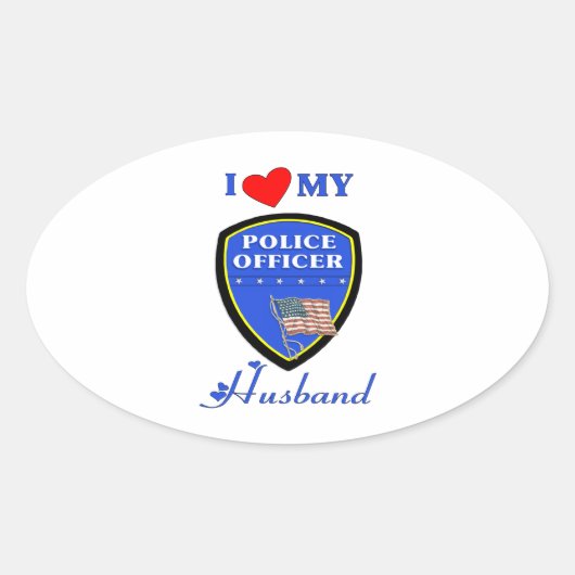 私は私の警察の夫を愛している 楕円形シール (正面)