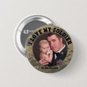 私は私の軍の兵士のカスタムな写真フレームを愛します 缶バッジ (正面&裏面)