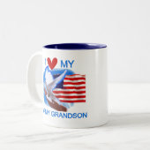 私は私の軍隊の孫のTシャツおよびギフトを愛します ツートーンマグカップ (正面左)