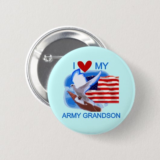 私は私の軍隊の孫のTシャツおよびギフトを愛します 缶バッジ (正面&裏面)
