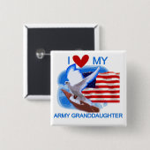 私は私の軍隊の孫娘のTシャツおよびギフトを愛します 缶バッジ (正面&裏面)