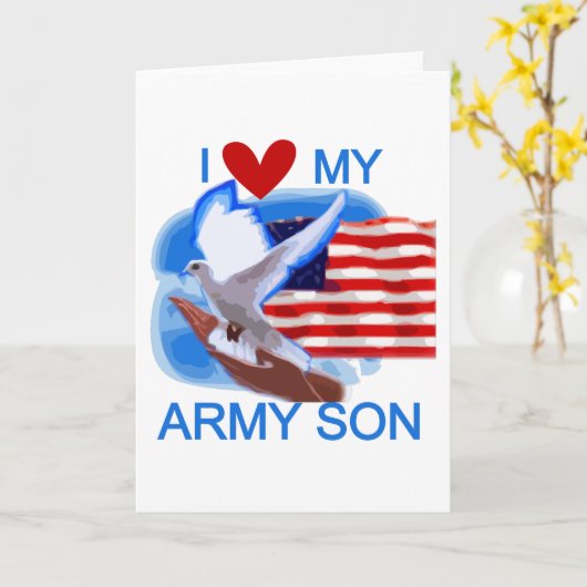私は私の軍隊の息子のTシャツおよびギフトを愛します カード (黄色い花)