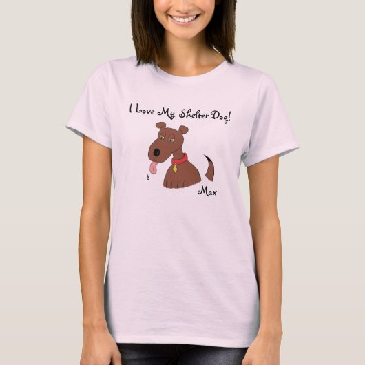 私は私の避難所犬のブラウン犬のTシャツを愛します Tシャツ (正面)