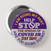 私は私の部分を行う – COVID 19 缶バッジ (正面&裏面)