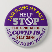 私は私の部分を行う – COVID 19 缶バッジ (正面)