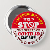 私は私の部分を行う – COVID 19 缶バッジ (正面&裏面)