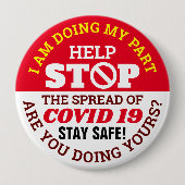 私は私の部分を行う – COVID 19 缶バッジ (正面)