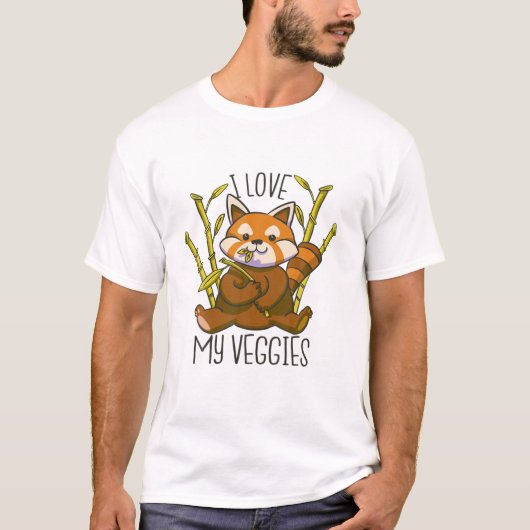 私は私の野菜の赤いパンダが大好き Tシャツ (正面)