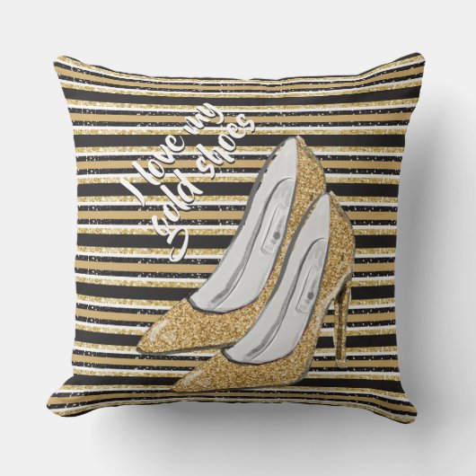 私は私の金ゴールドの靴を愛します クッション (正面)