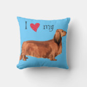 私は私の長い髪のダックスフントを愛します クッション (正面)