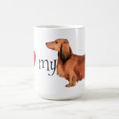 私は私の長い髪のダックスフントを愛します コーヒーマグカップ (中央)