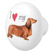 私は私の長い髪のダックスフントを愛します セラミックノブ (右)