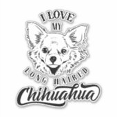 私は私の長い髪Chihuahuaビニールが大好き シール (正面)