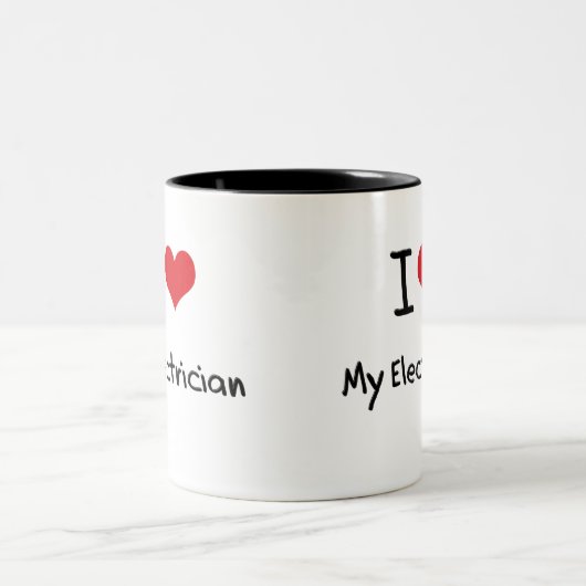 私は私の電気技師を愛します ツートーンマグカップ (中央)