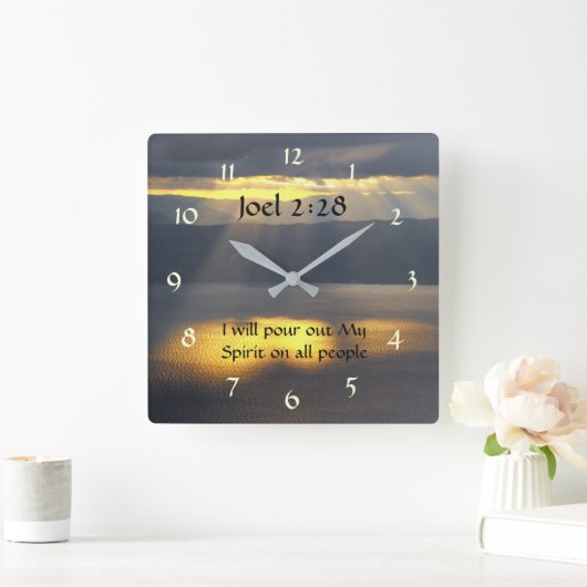 私は私の霊ヨエル2 28、聖書の聖句を注ぐ スクエア壁時計 (ホーム)