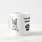 私は私の青いヒーラーが大好き |名前とポープリント コーヒーマグカップ (正面左)