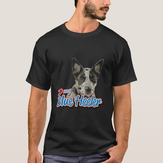 私は私の青いヒーラーが大好き Tシャツ (正面)