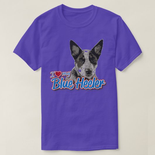 私は私の青いヒーラーが大好き  Tシャツ (デザイン正面)