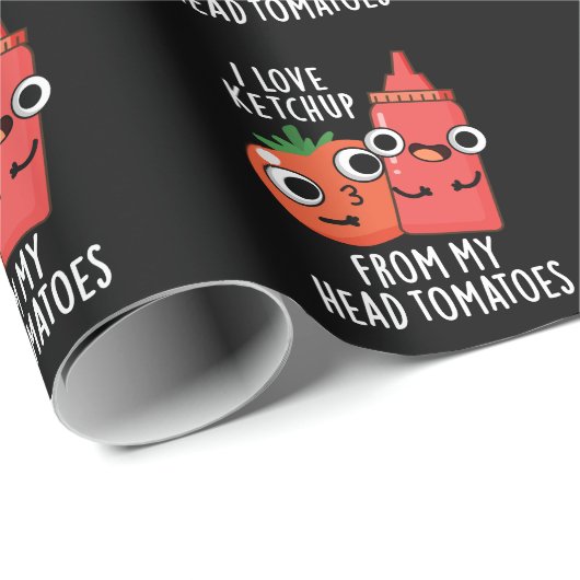 私は私の頭からケチャップが大好きトマトDark BG ラッピングペーパー (ロールコーナー)