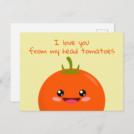私は私の頭から好きトマトプリンおもしろいポストカー ポストカード (正面/裏面)