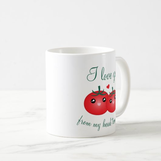 私は私の頭から私はあなたを愛しているトマトかわいいフルーツパン コーヒーマグカップ (正面右)