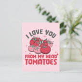 私は私の頭から私はあなたを愛するトマトかわいいバレンタイン ポストカード (スタンド正面)