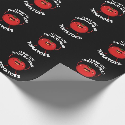 私は私の頭のトマトのダークBGからあなたを愛する ラッピングペーパー (角)