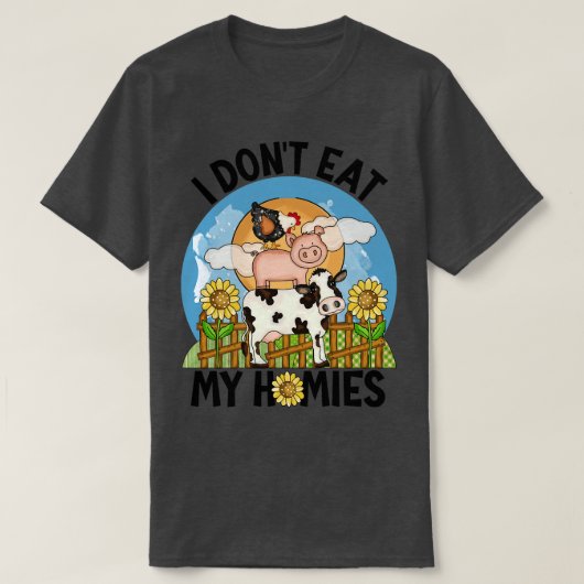 私は私の食べ家ビーガン恋人の動物のおもしろい Tシャツ (デザイン正面)