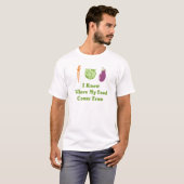 私は私の食糧がどこにから来るか知っています Tシャツ (正面フル)