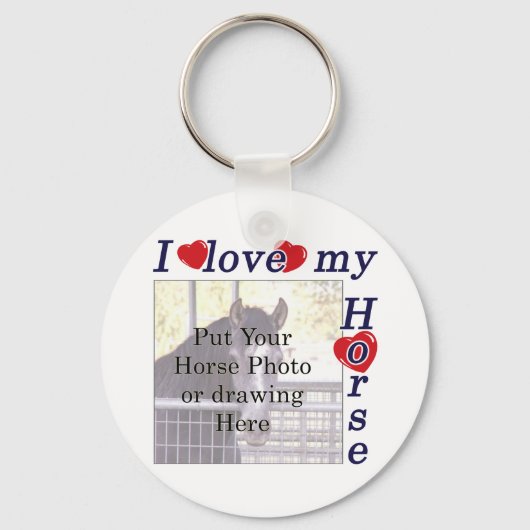 私は私の馬を愛する：あなたの写真や文字を追加 キーホルダー (正面)