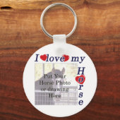私は私の馬を愛する：あなたの写真や文字を追加 キーホルダー (正面)