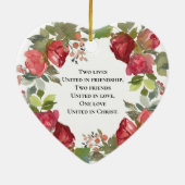 私は私の魂が赤いバラを愛するハートを見つけた セラミックオーナメント (裏面)