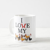 私は私の鶏のマグを愛します(左利きの) コーヒーマグカップ (正面左)