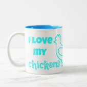 "私は私の鶏を愛し、-私の鶏は私を愛します! " ツートーンマグカップ (左)