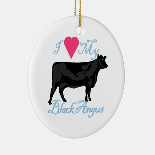 私は私の黒いアンガスを愛します セラミックオーナメント (右)