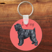 私は私の黒いテリアが大好ロシアのき キーホルダー (正面)