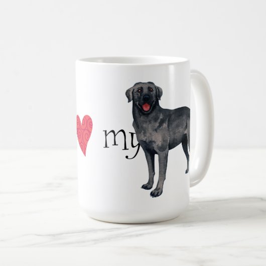 私は私の黒い実験室を愛します コーヒーマグカップ (正面右)