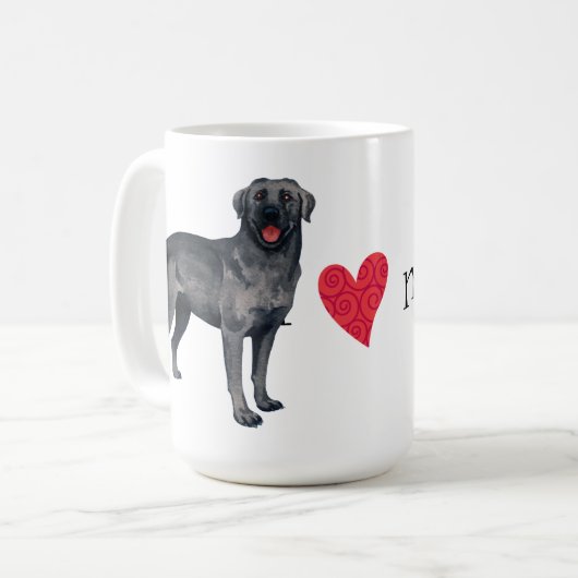 私は私の黒い実験室を愛します コーヒーマグカップ (正面左)