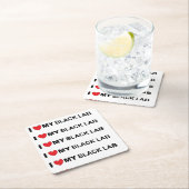 私は私の黒い研究室が大好き スクエアペーパーコースター (インサイチュ)