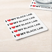 私は私の黒い研究室が大好き スクエアペーパーコースター (アングル)