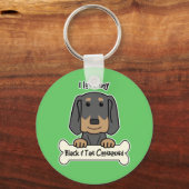 私は私の黒とタンの犬が大好き キーホルダー (正面)