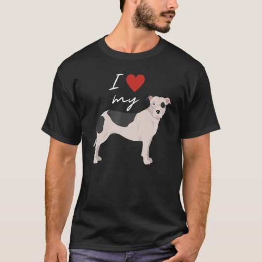 私は私の黒と白のアメリカのピットブルテリア大好き Tシャツ (正面)