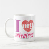 私は私の17ピンクを愛します コーヒーマグカップ (左)