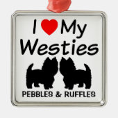 私は私の2つのウェスティードッグズオーナメント メタルオーナメント (正面)