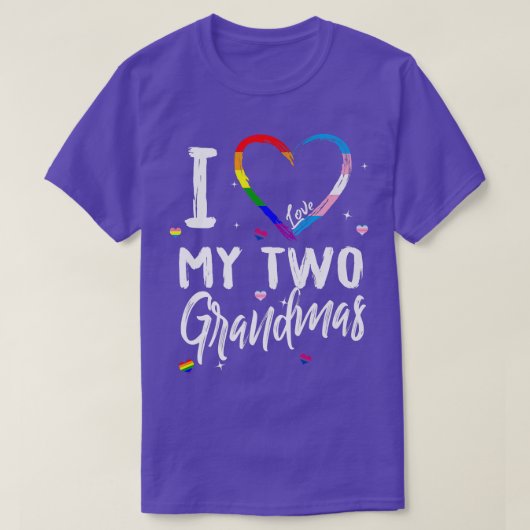 私は私の2つのグランドマスレズビアンLGBTQレインボートランス大好き Tシャツ (デザイン正面)
