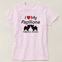 私は私の2つのパピヨン犬のシャツが大好き Tシャツ
