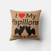 私は私の2つのパピヨン犬の枕が大好き クッション (裏面)