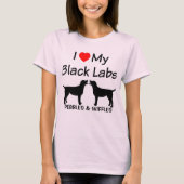 私は私の2つのブラックラボが大好き Tシャツ (正面)